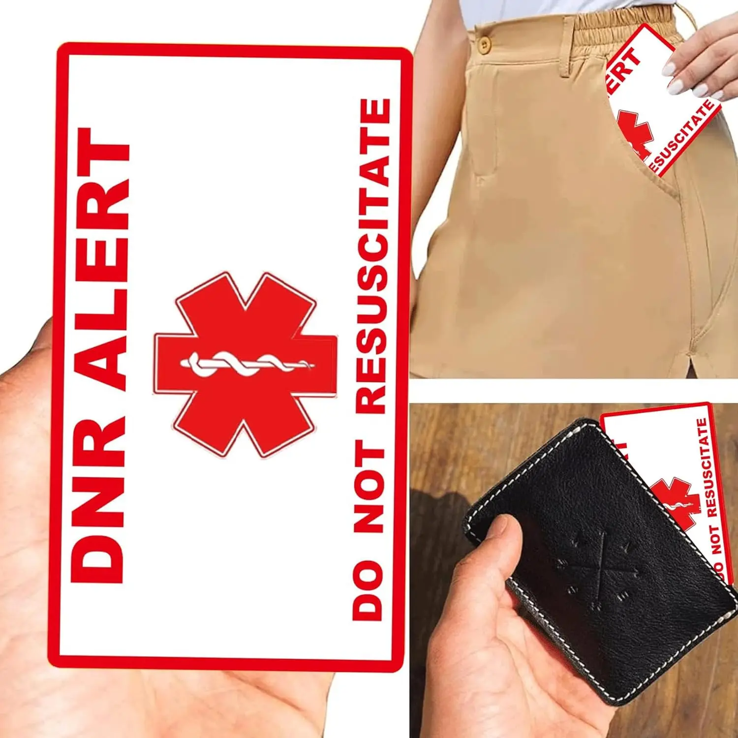 3.5*2inch DNR Do Not Resuscitate Medical Card Alert Wallet Emergency Card DNR Medical Alert Cards Emergency Contact Card 2pcs