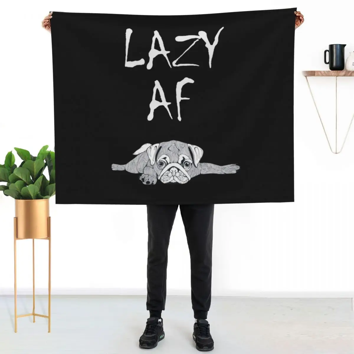 

Lazy AF Pug Throw Blanket Stylish Warm Blanket for Living Room Bedroom