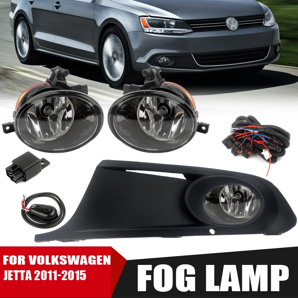 Zestaw modernizacyjny przedniego zderzaka do świateł przeciwmgielnych dla Volkswagen JETTA 2011 2012 2013 2014 Wersja Dodatkowy zestaw świateł przeciwmgielnych Przełącznik + okablowanie