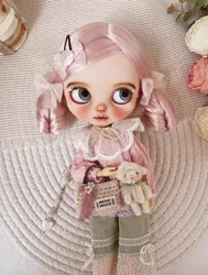 2025 kawaii style pink（Special customization）Blythe wig Mohair Fit 9-10inch head circumference Qbaby