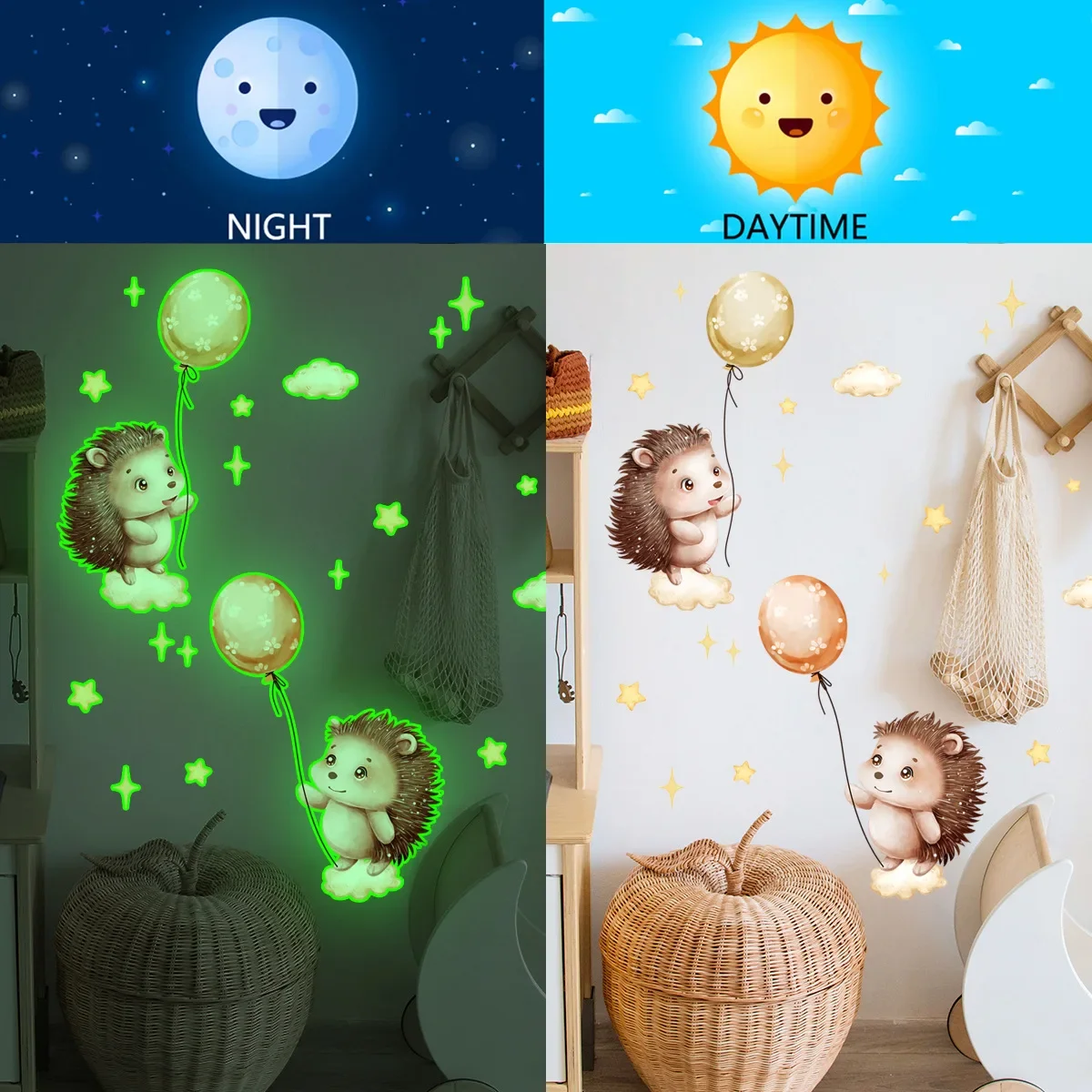 

Cartoon Luminous Star Cloud Wall Sticker Decorating Children's Room Background Wall Sticker
