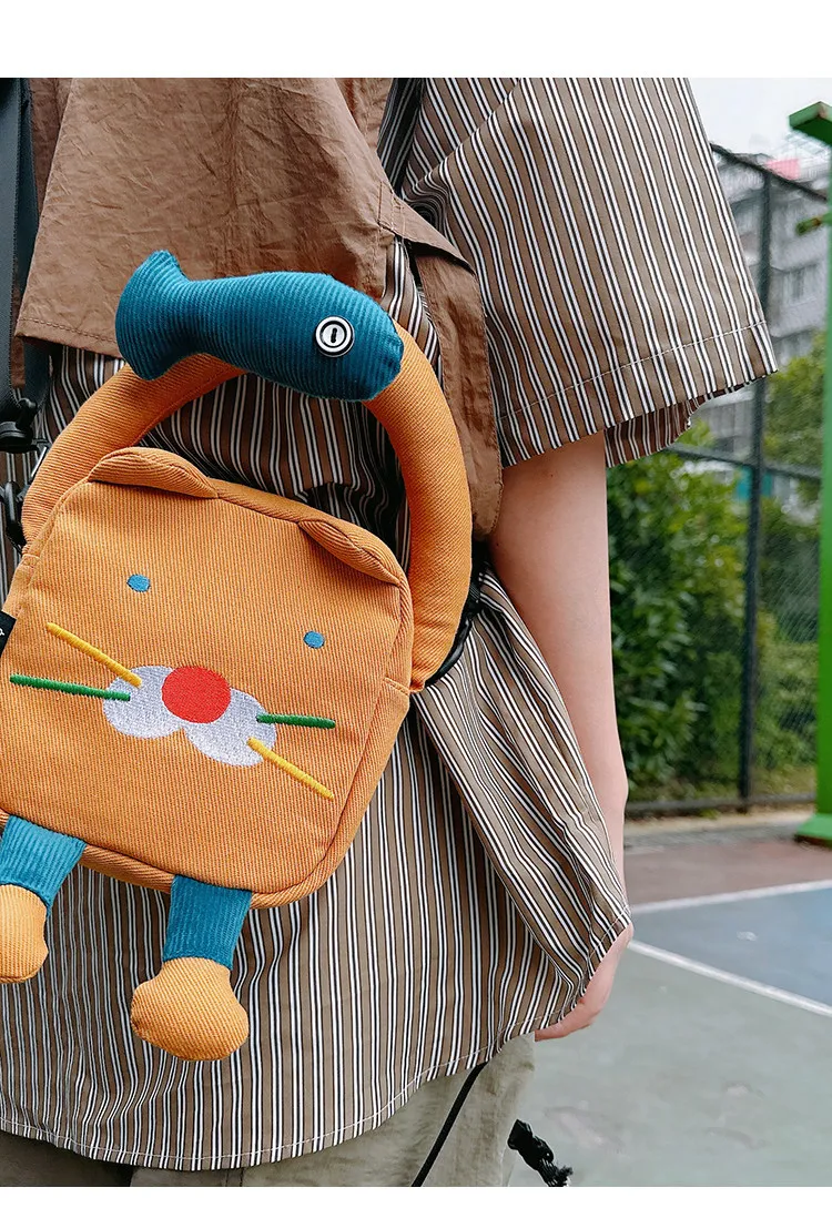 Japanese Original Cartoon Small Fish Cat Satchel Girl Spring Summer New Cute Girl's Bags Niche Design Crossbody Bag for Women