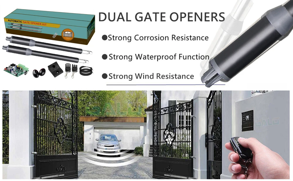AC110V/220V to 24V Electric Automatic Strong Dual Arm Swing Gate Opener Up to 660 Lbs Hardware Driveway Door KIT