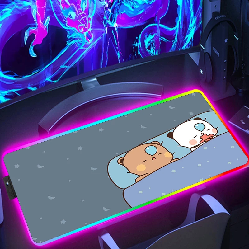 BuBu DuDu Cute Extended Mouse Pad Pc Accessories Backlight Gaming Mousepad Cool Large Rgb Desk Protector Gamer Keyboard Mat Xxl