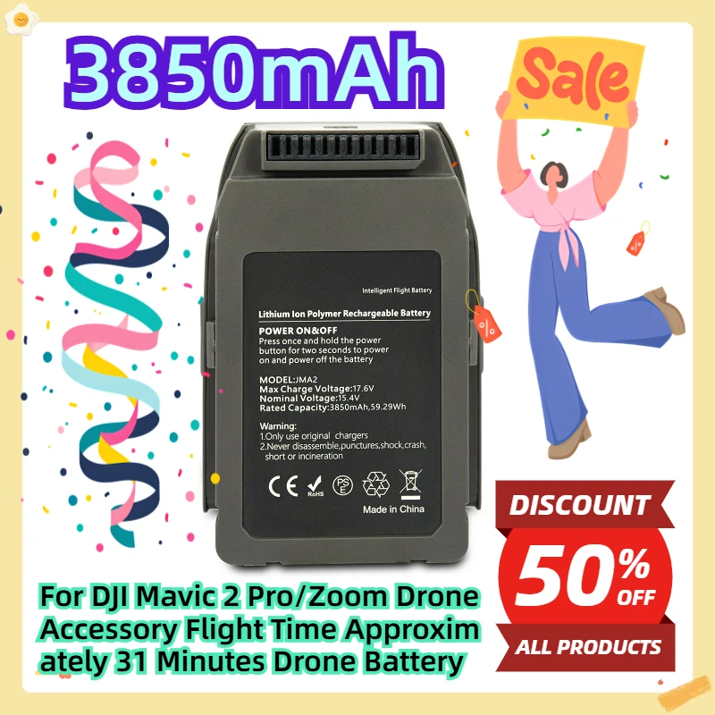 

For DJI Mavic 2 Pro/Zoom Drone Accessory Flight Time Approximately 31 Minutes Drone Battery 3850mAh