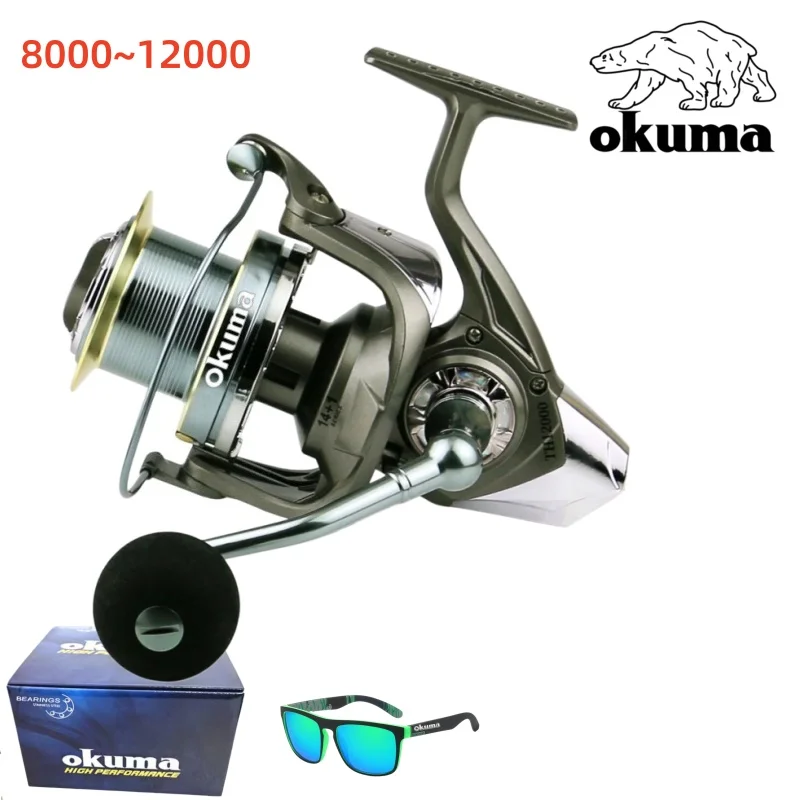 okuma 2000 spinning reel Okuma ultra light stainless steel bearing rotating fishing reel 8000~12000  25KG maximum resistance powerful fishing wheel