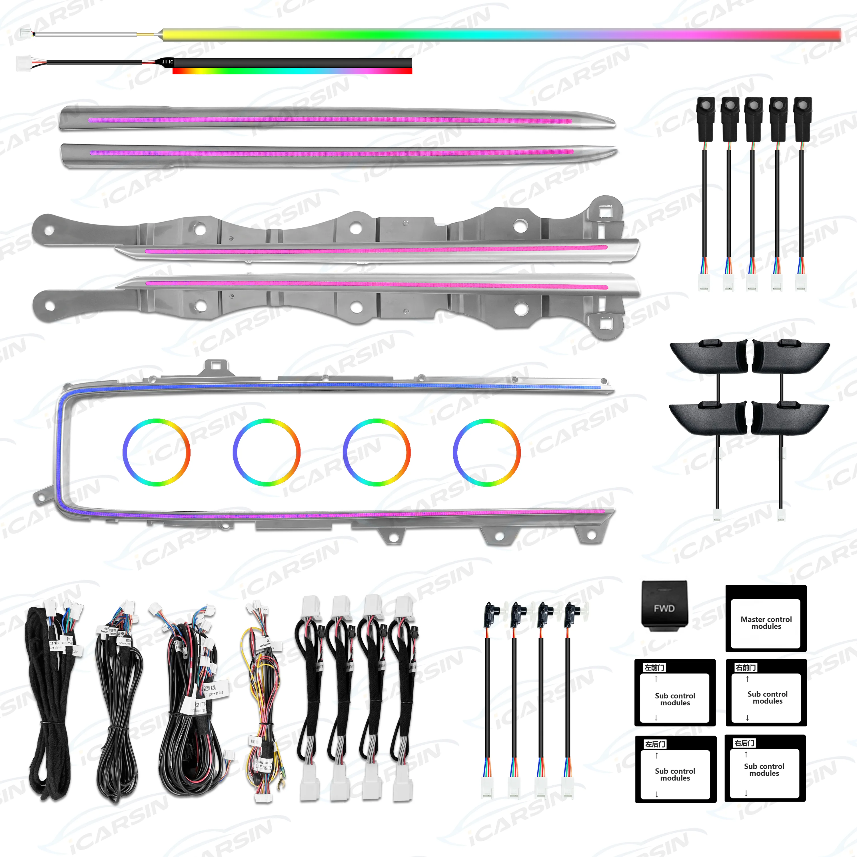 ICarsin ترقية سيمفونية Led سيارة الإضاءة المحيطة الداخلية لتويوتا كامري 2024 جو قطاع اكسسوارات الديكور #1