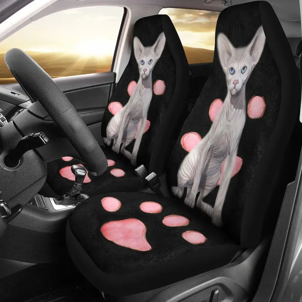 Sphynx Cat Print Car Seat Covers Set 2 Pc, Car Accessories Seat Cover