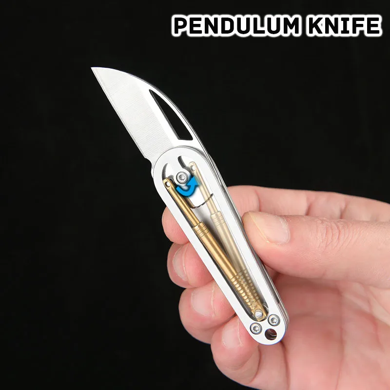 Originality Pendulum Folding Knife Mini Sharp Stainless Steel Fruit Knife Carry Key Chain Pendant Portable Open Express Knife