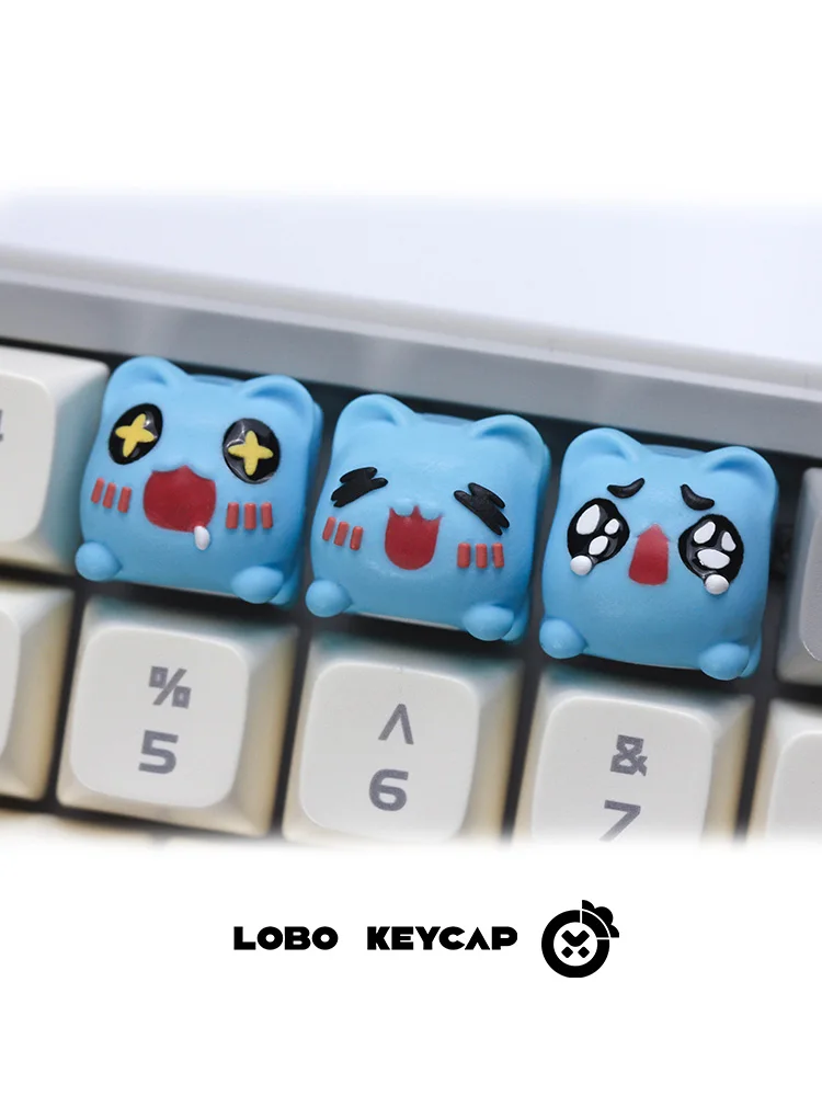 Cute Cat Animal Keycaps Custom Original Artist Design Resin Key caps Kawaii Point Keycap for gaming Rainy75 Accessories key caps