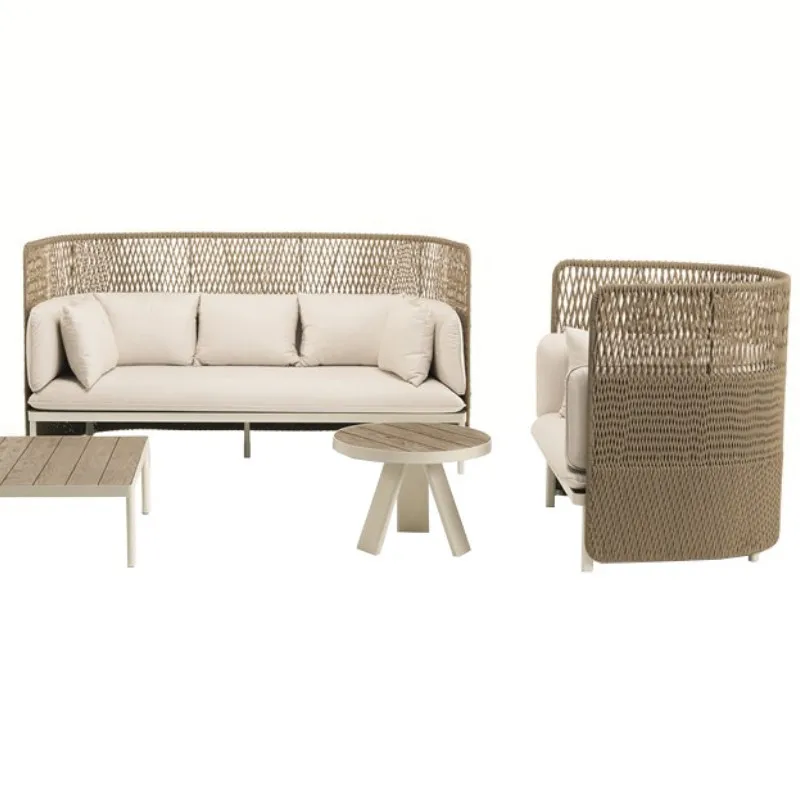 

qw-Nordic Outdoor Furniture Sofa Rattan Rattan Art Living Room Balcony Rattan Chair Double Creative Garden Villa Leisure Sofa%