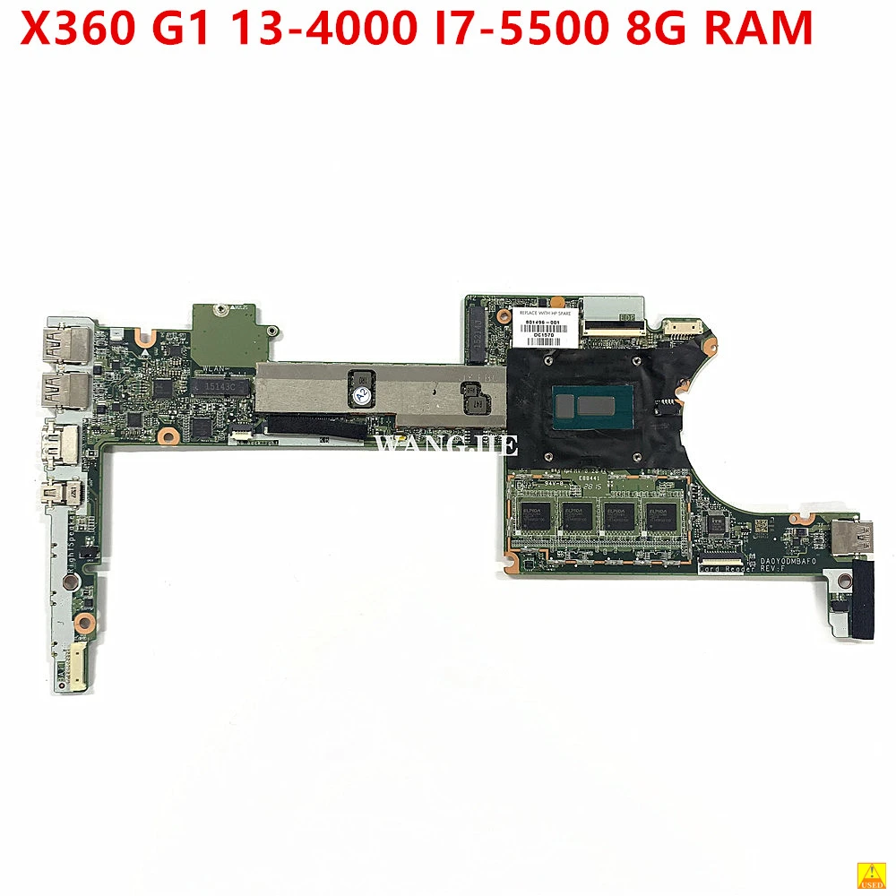 For HP X360 G1 13-4000 Laptop Motherboard 801505-601 801505-501 801505-001 DA0Y0DMBAF0 I7-5500U CPU 8GB RAM