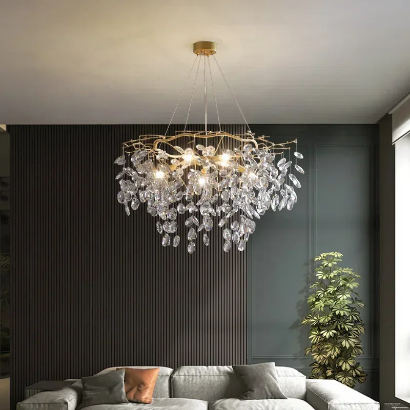 

Nordic Branch Shape Pendant Lamp Luxury Crystal Chandelier for Living Room Bedroom Decoration Indoor Lighting Luminaria Fixtures