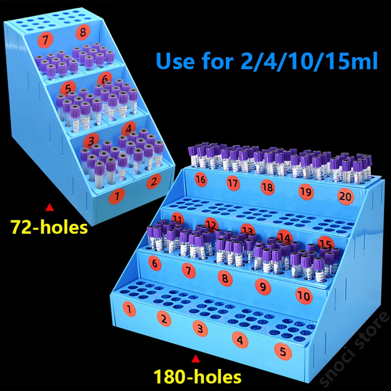 Plastic test tube rack multifunctional centrifugal plastic rack Laboratory stepped test tube rack sample rack 18~180holes