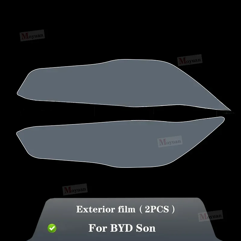 2 Pcs Car Headlight Protective Film Transparent Black TPU Sticker For BYD SON Pro 2019-2021 car  Accessories
