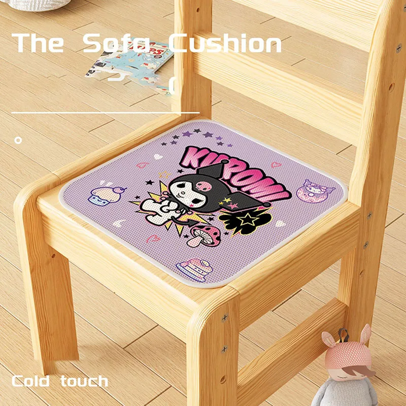 Miniso Sanrio Kuromi Cinnamoroll Summer Cushion Cute Cartoon Summer Ventilate Office Universal Chair Pad Kawaii Toys Girl Gifts