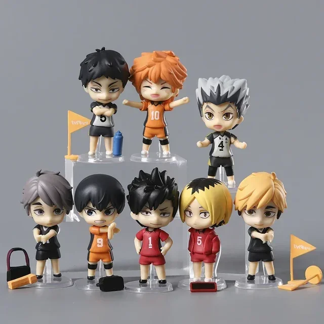 8 Pcs/Set Second Generation Haikyuu Volleyball Junior Figure Q Version 7.5cm Shoyo Hinata Sugawara Koushi Wholesale Dolls