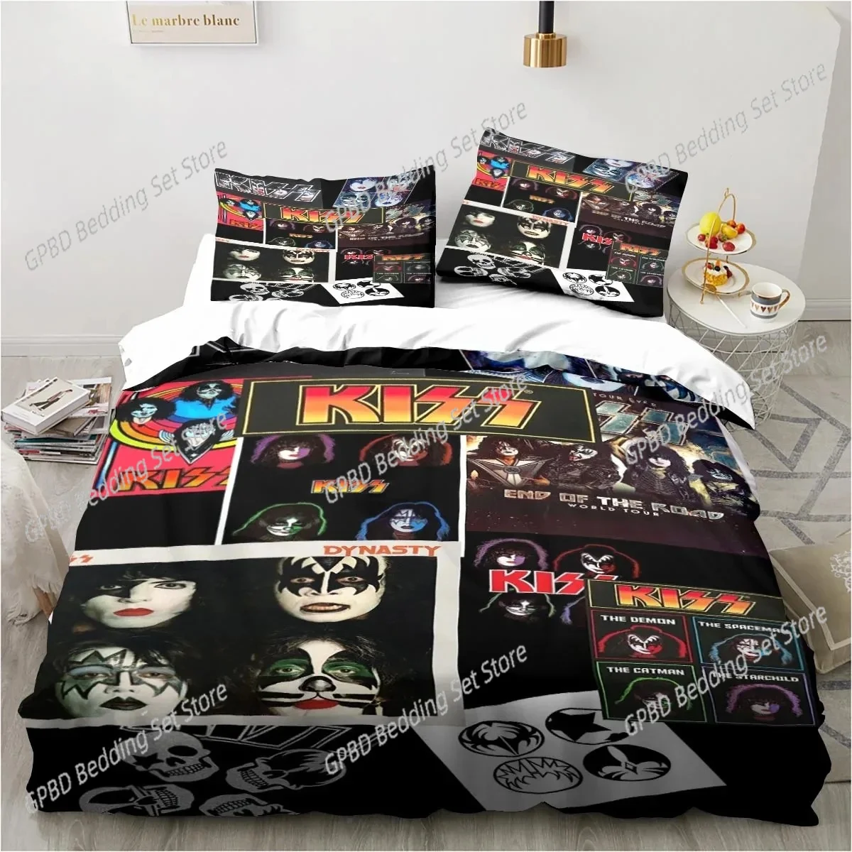 3D Print Rock Band KISS Band 3D Bedding Set Duvet Cover Pillowcases Single Twin Full Queen King Size Home Decor Quilt Boys Gift
