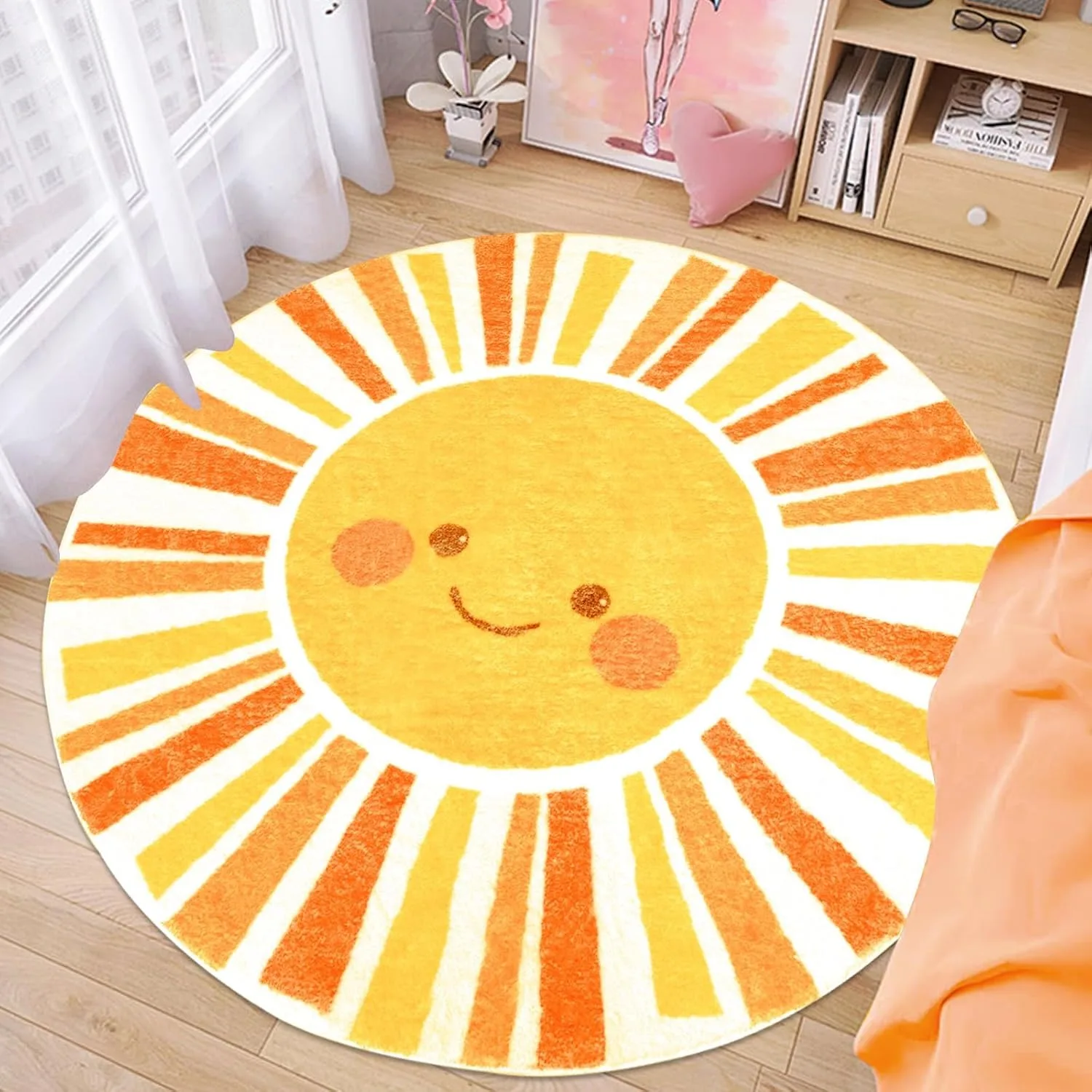 

Living Room Carpet Bohemian Sun Playmat Round Bedroom Bedside Soft Mat Study Cloakroom Leisure Area Rugs Alfombra 거실 침실 카펫
