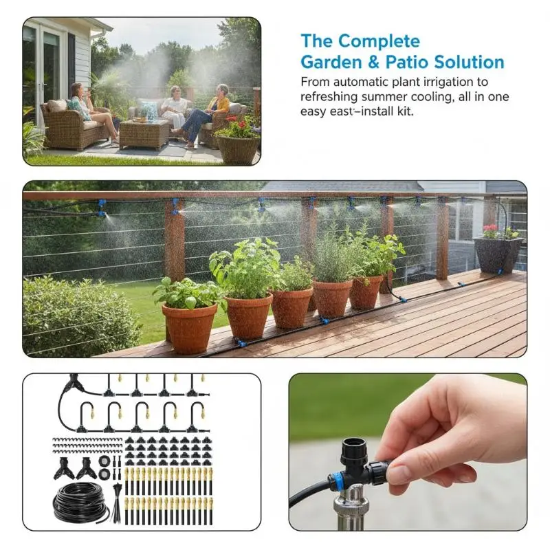 Outdoor Cooling Mist Irrigation Kit 32Pcs Brass Atomizer Nozzles Corrosion Resistant Misting System for Farm Orchard Irrigation