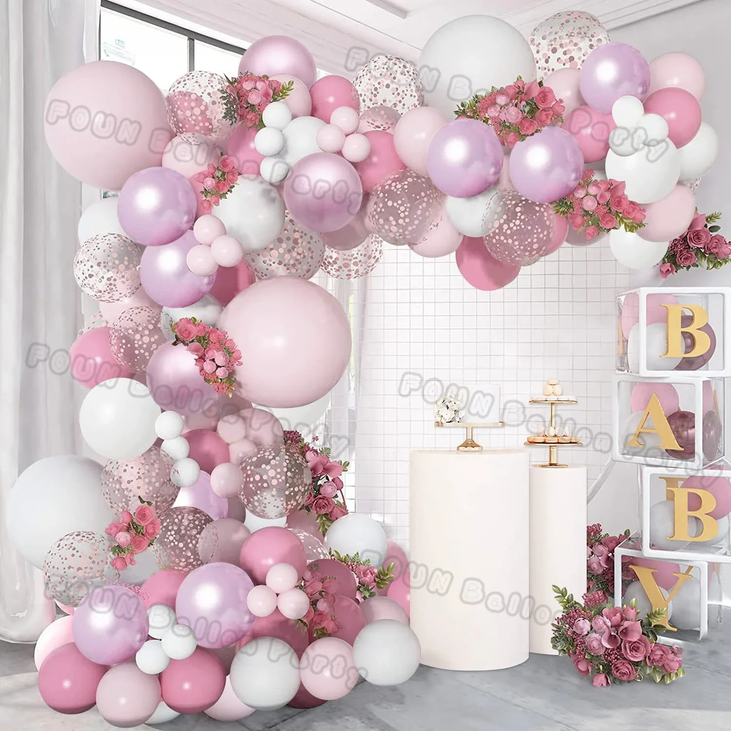 Wedding Decoration Pink Balloons Garland Arch Set Pink Confetti Birthday Party Baby Shower Bridal Anniversary valentine Party