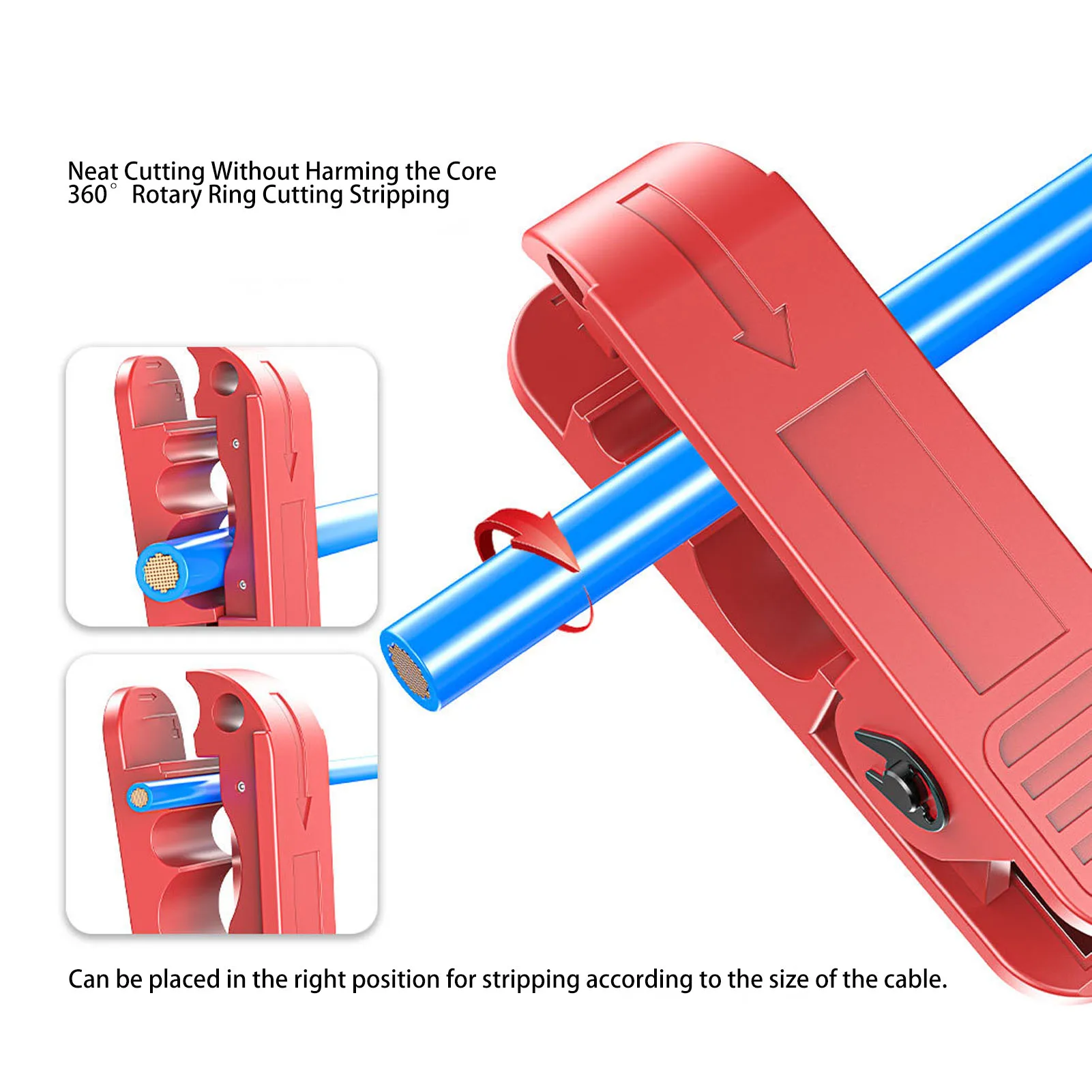 Manual Wire Stripper Wire Stripper Accurate Crimping 360° Rotation Cutting Electrical Cable Wire Stripping Tool