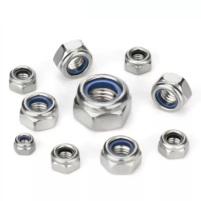 316/201 Stainless Steel Left-Hand Thread /Counter Thread Nylon Locking Anti Loosening Nut Self-Locking Anti Slip Nut M3-M20