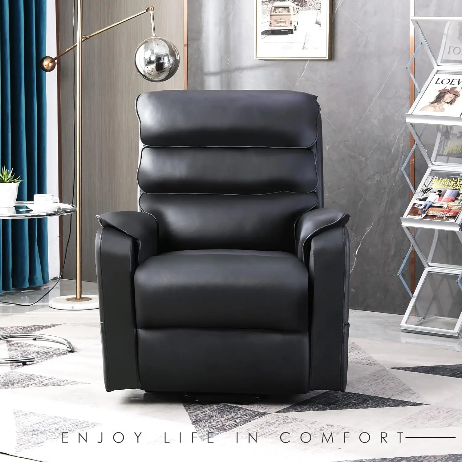 Power Lift Recliner Chair for Adults, Ergonomic Lift Chairs for Elderly, Adjustable Positions PU Leather Home Theater Seating, B