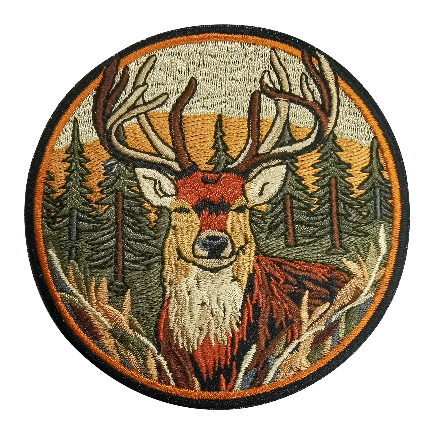 Sika Deer Embroidery Patches for Clothing Sew Accessories Forest Autumn Natural Scenery Iron on Applique for Clothes DIY