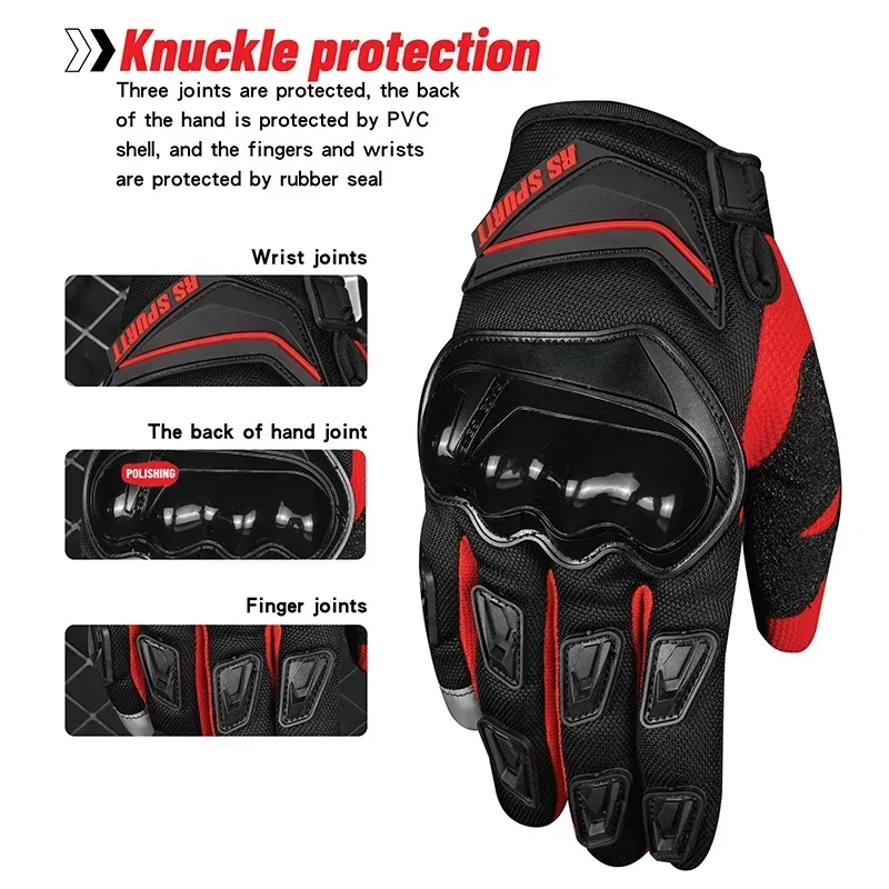 

RS Motorcycle Gloves Breathable Touch Screen Full Finger Gloves Non-slip Riding Gloves Protective Anti-fall Guantes