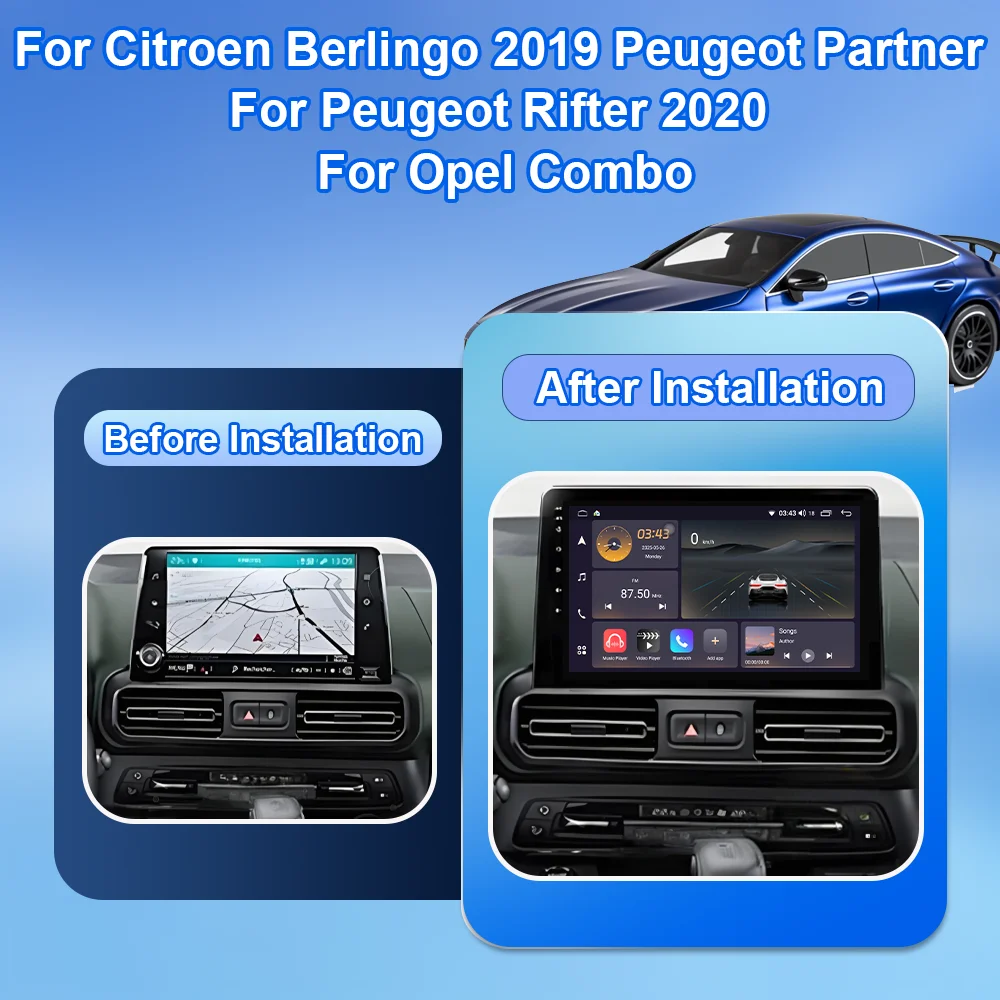 Android 15 Carplay Car Radio Stereo For Citroen Berlingo 2019 Peugeot Partner Rifter 2020 For Opel Combo Multimedia Video Player