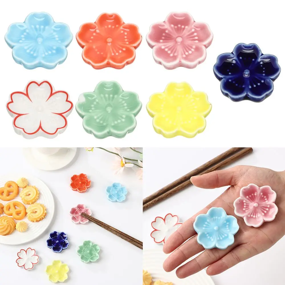 

Dining Kitchen Tableware Ceramic Colorful Chopsticks Holder Sakura Blossoms