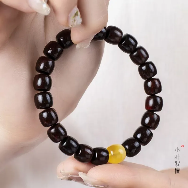 Indian small-leaf rosewood straight-cut DIY yellow maple style bracelet, size 9*10, unisex prayer beads and collectible it