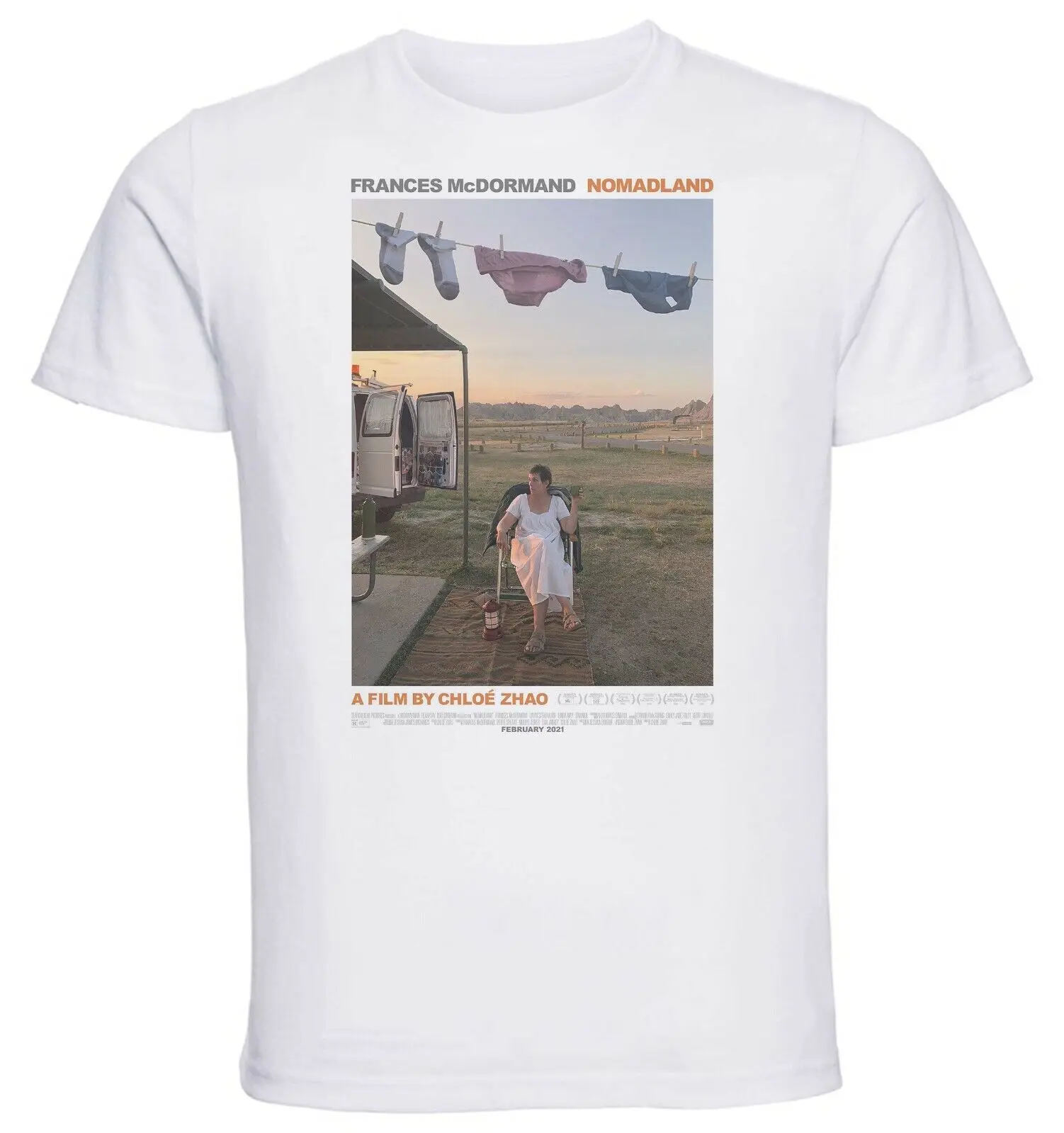 Белая футболка-белый вязаный плакат Nomadland, вариант 01, одежда унисекс