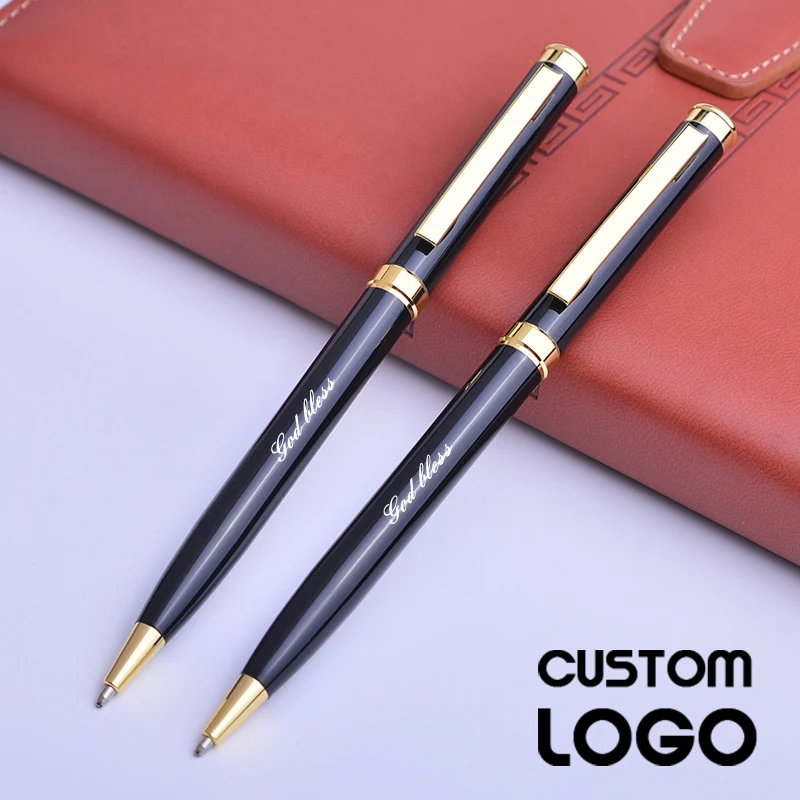 

New Creative Simple Metal Ballpoint Pen Personalized Custom Carving Logo Business Signature Pen School Supplies Gifts Stationery