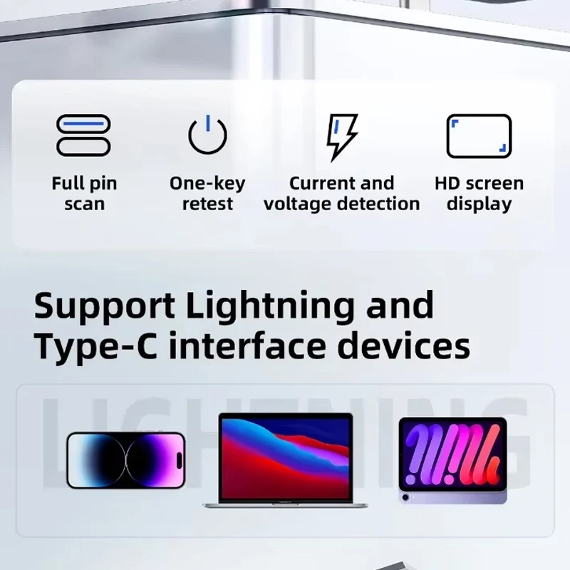 QIANLI IBridge A3 Charging Port Detector for Lightning & Type-C Devices Mobile Phone Tail Plug Tester Repair Tool