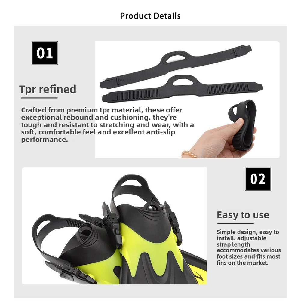 

1Pair Diving Fin Strap With Quick Release Buckles Adjustable Swimming Fins Straps Big Buckles Small Buckles For Water Sports