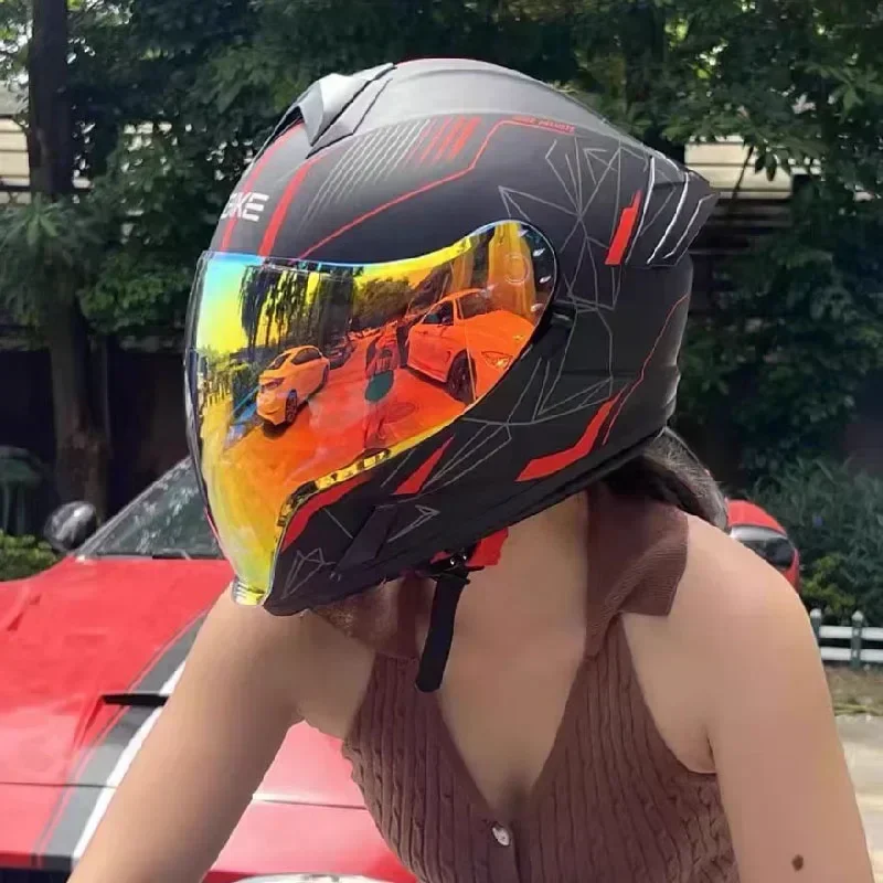 Motorcycle Helmet Full Face Double Lens Off-Road Racing Helmet Color Long Visor Cascos Para Moto Capacete De Moto DOT Casco Moto