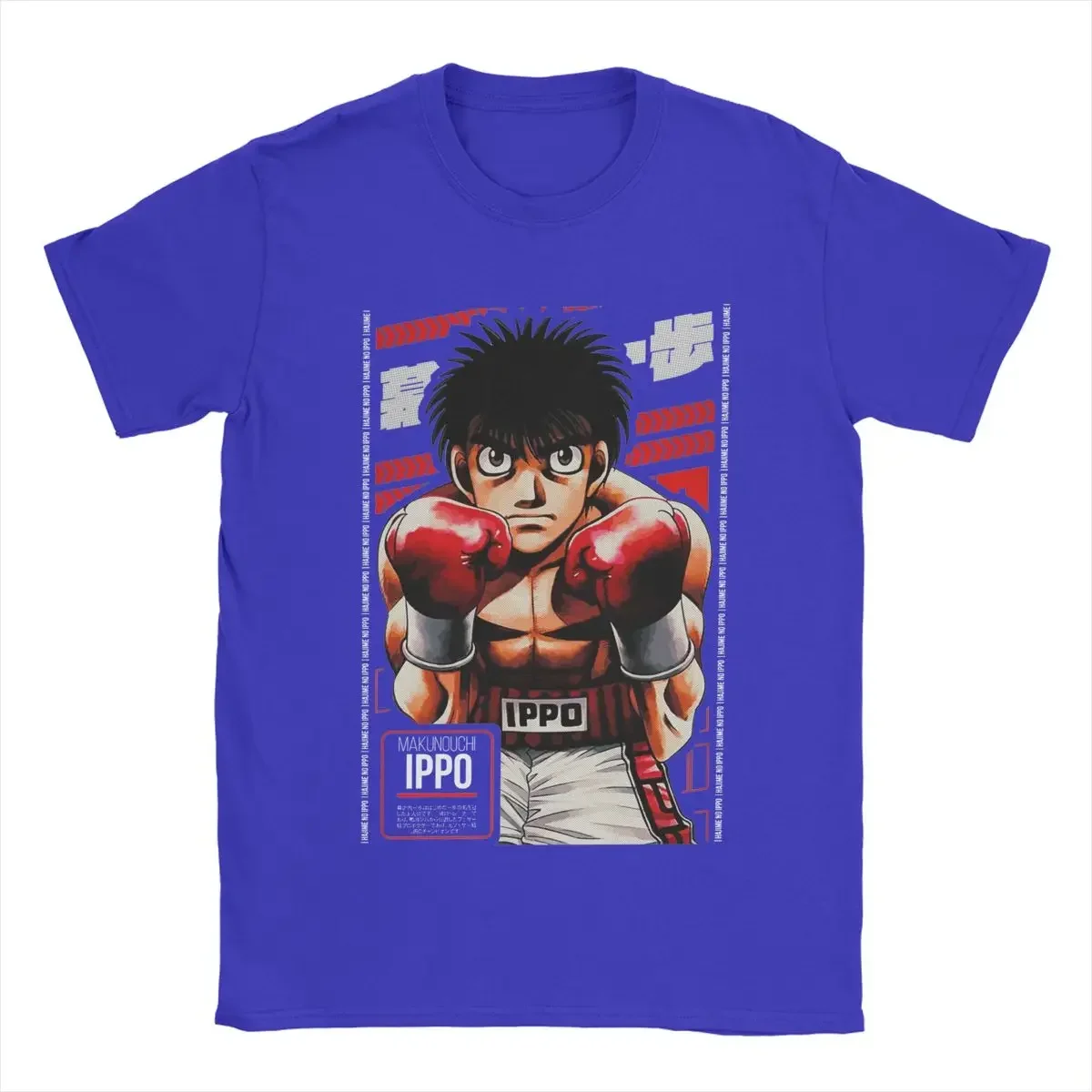 saf pamuk baskılı Tops Ippo Makunouchi Hajime hiçbir Ippo erkekler T gömlek Anime Humorous Tees kısa kollu Crewneck t-shirt