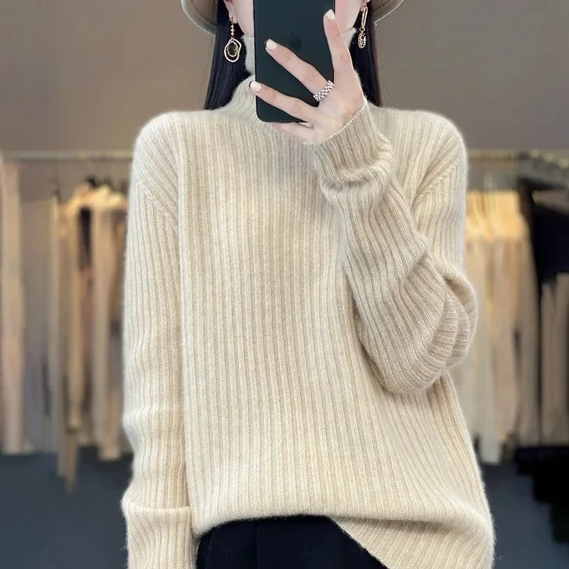 

2025 Fashion Autumn Winter Female Turtleneck Fleece Stretch Shirt Women Long Sleeve T-shirt Warm Basic Pullover Bottoming Tops
