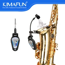 KIMAFUN Wireless Saxophone Gooseneck Microphone System Clip on Musical Instruments Transmitter and Receiver Clear Sounds Pick-up