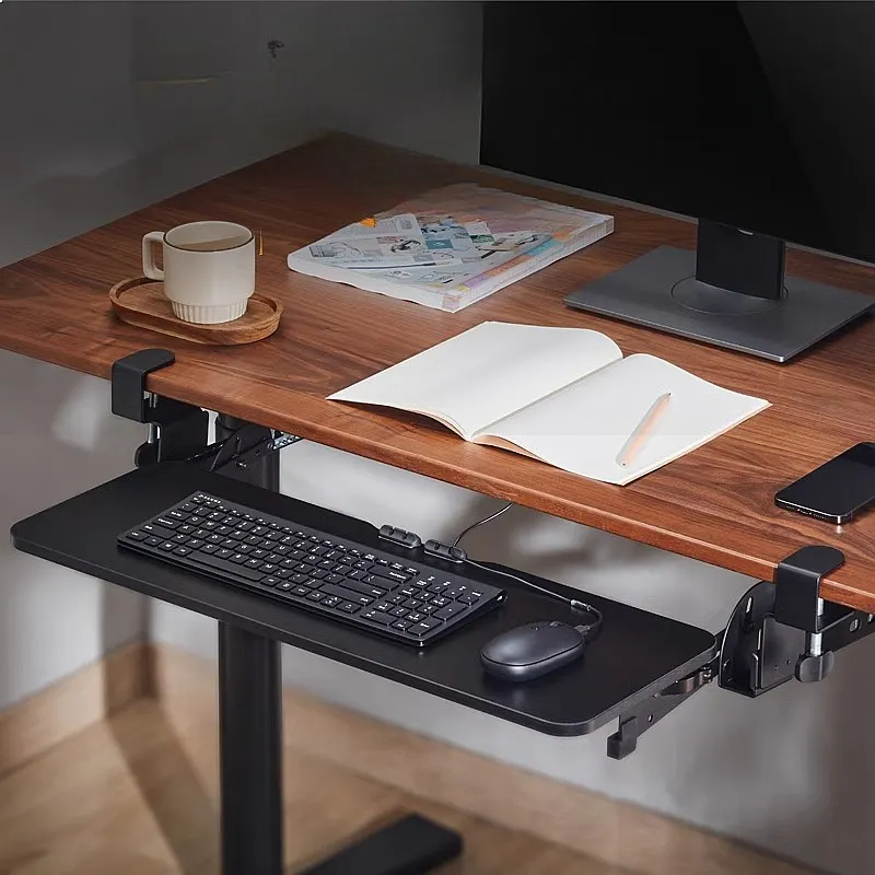 Bandeja ajustable para teclado sin taladro, estante deslizante para ordenador portátil y ratón