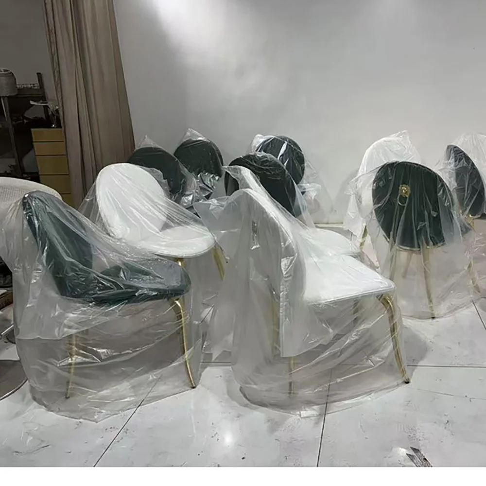 Foshan Factory Custom Luxury Dining Room Chair Nordic Style Leather Gold-plated Stainless Steel Legs Restaurant Dining Chairs