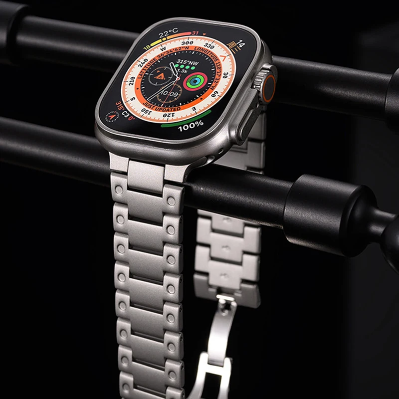 Pulseira de metal cor titânio para apple watch ultra 49mm pulseira de aço inoxidável para iwatch série 10 9 8 7 6 5 se 46mm 45mm 44mm 42mm