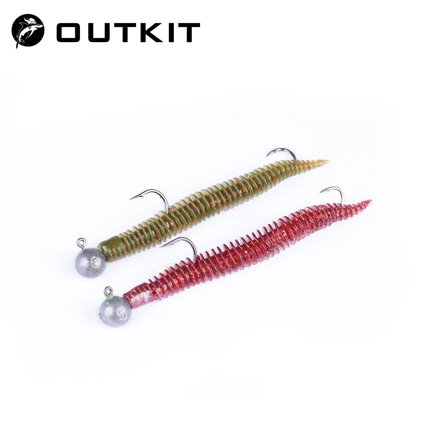 OUTKIT Neuer 5-teiliger FishTrip-Weichköder mit Jig-Kopf, gerader Schwanz mit Haken, weicher TPE-Köder, 3,5–7 g, für Bass-Angelgerät, Salzwasser