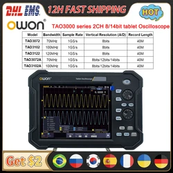 OWON Portable Tablet Oscilloscope 2CH 1GS/s 8 bits TAO3072 TAO3122 14-bits TAO3102A TouchScreen 70/100/120Mhz Digital Multimeter