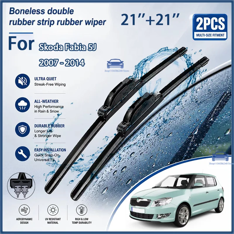 

Front Wiper Blades For Skoda Fabia 5J 2007 - 2014 Windshield Windscreen Clean Window Car Rain Brush 21''+21'' Modification parts