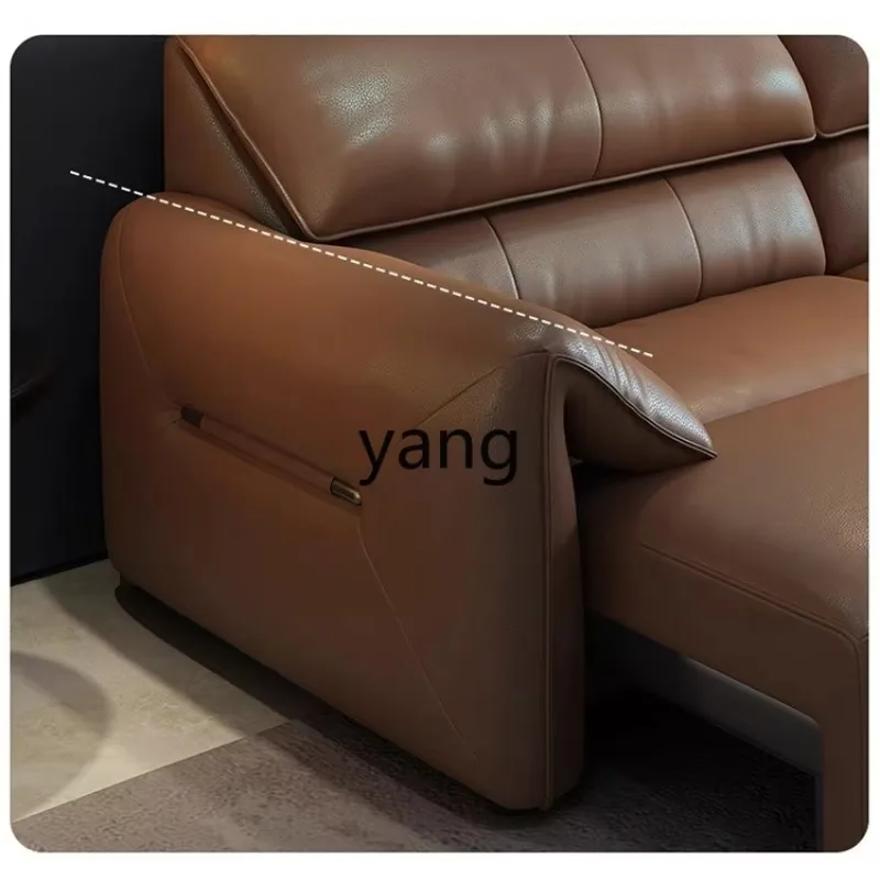 LTT Italian minimalist living room small apartment straight row leather art electric multi-functional retractable sofa