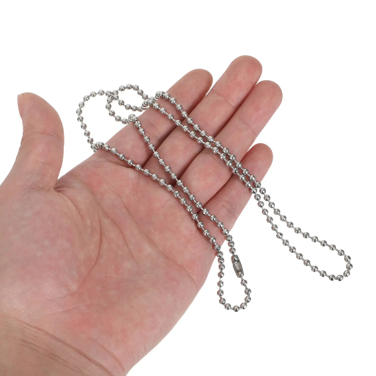 4Pcs Stainless Steel Military Dog Tag Ball Chain Silver Bead Chain Necklace for Men Waterproof Corrosion Resistant Keychain