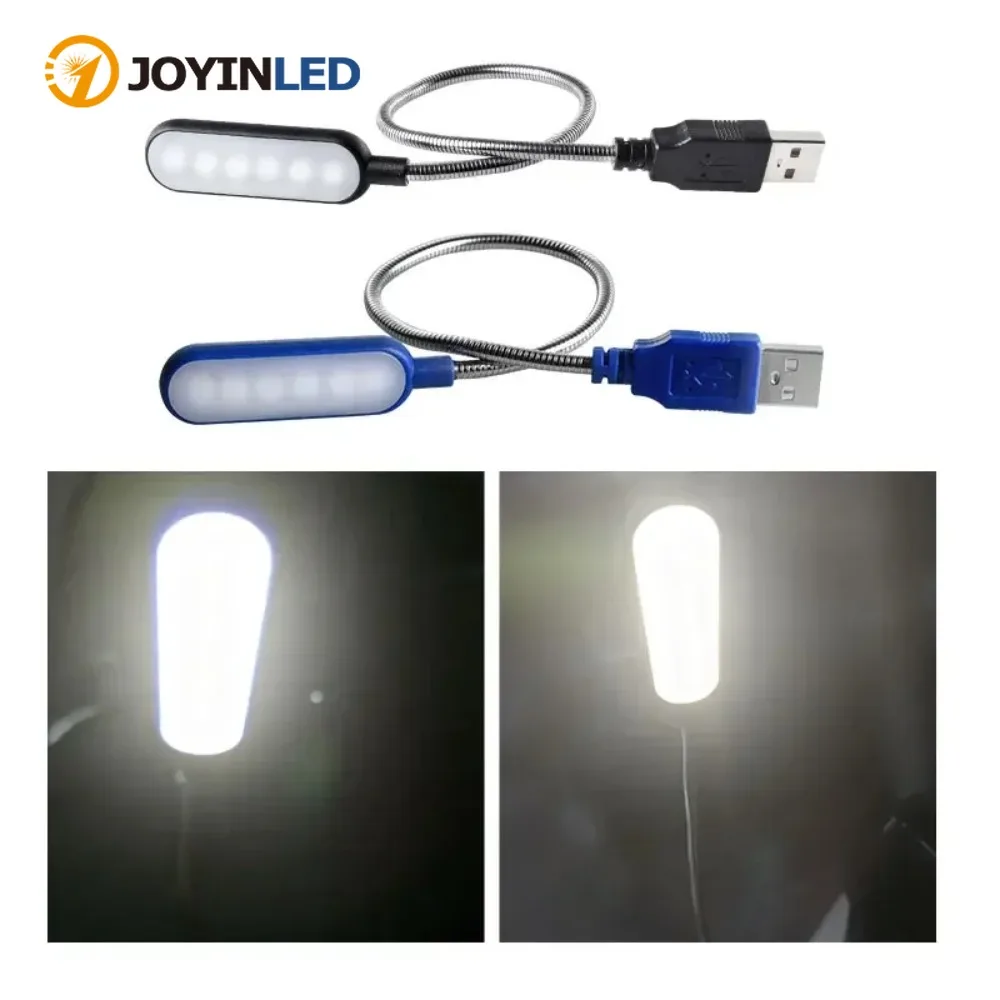 JOYINLED 1/2 PCS Portable USB Book Light Mini LED Reading Table Lamp Flexible 6leds Night Lights Book Lamp for Laptop Notebook